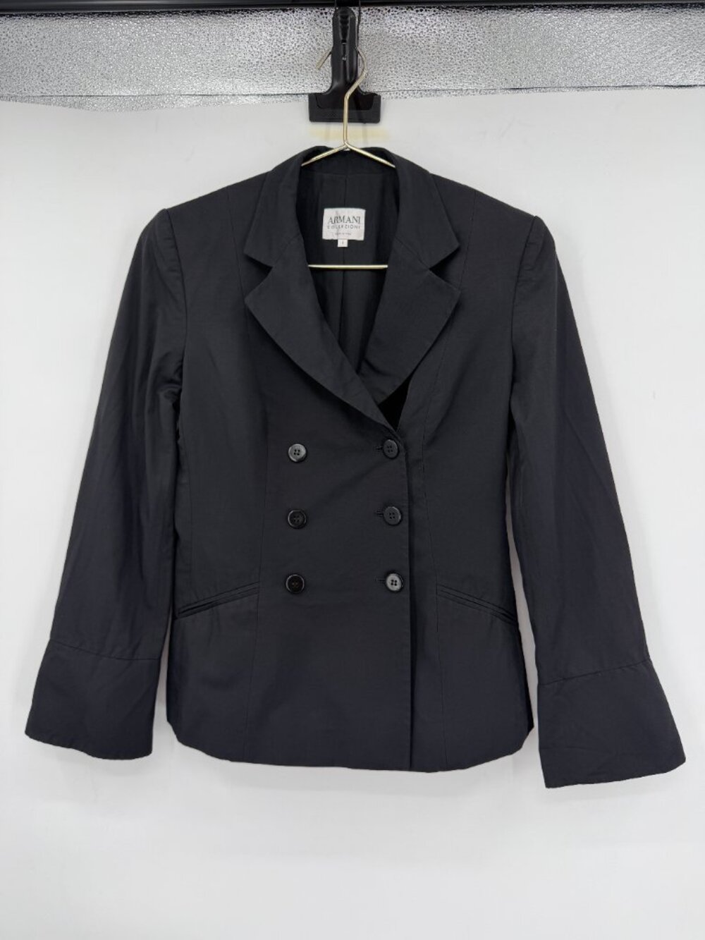 Armani Collezioni Women’s 4 Black Double Breasted Italian Designer Blazer
